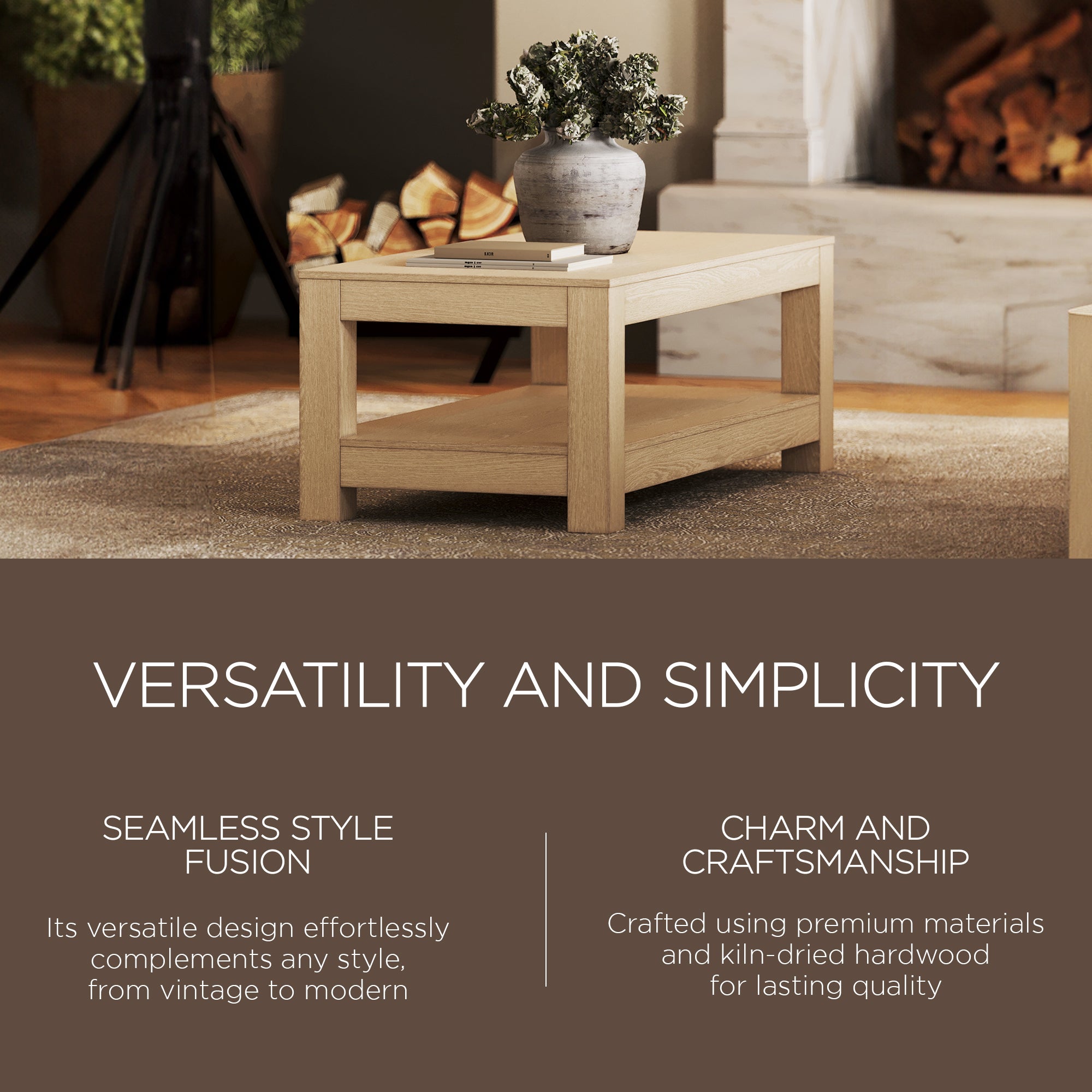 Maven Lane Paulo Wooden Coffee Table in Weathered Grey Finish - VMInnovations