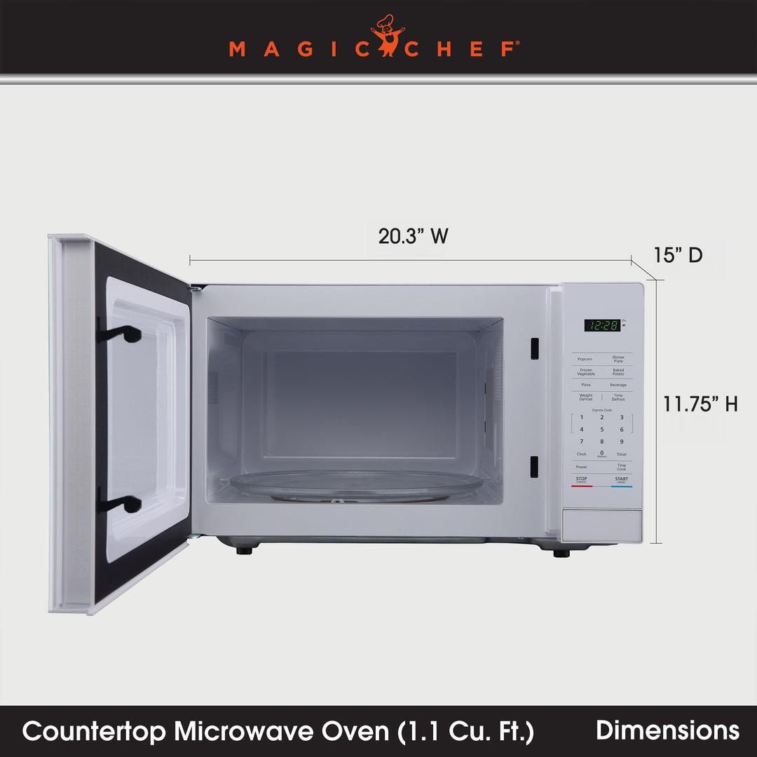 Magic Chef 1000 Watt 1.1 Cubic Feet Digital Touch Countertop Microwave, White - VMInnovations