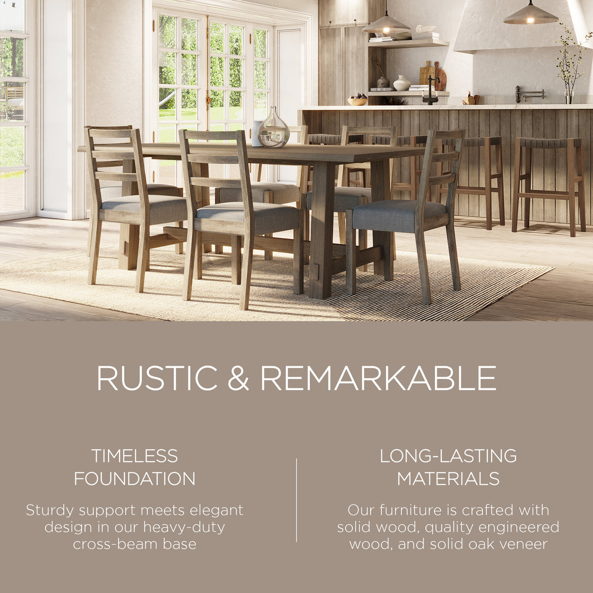 Maven Lane Yves Rectangular Wooden Dining Table in Weathered Grey Finish (Used) - VMInnovations