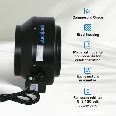 Hurricane Commercial Grade Inline Wall Mount Fan For HVAC & Uses (Damaged) - VMInnovations