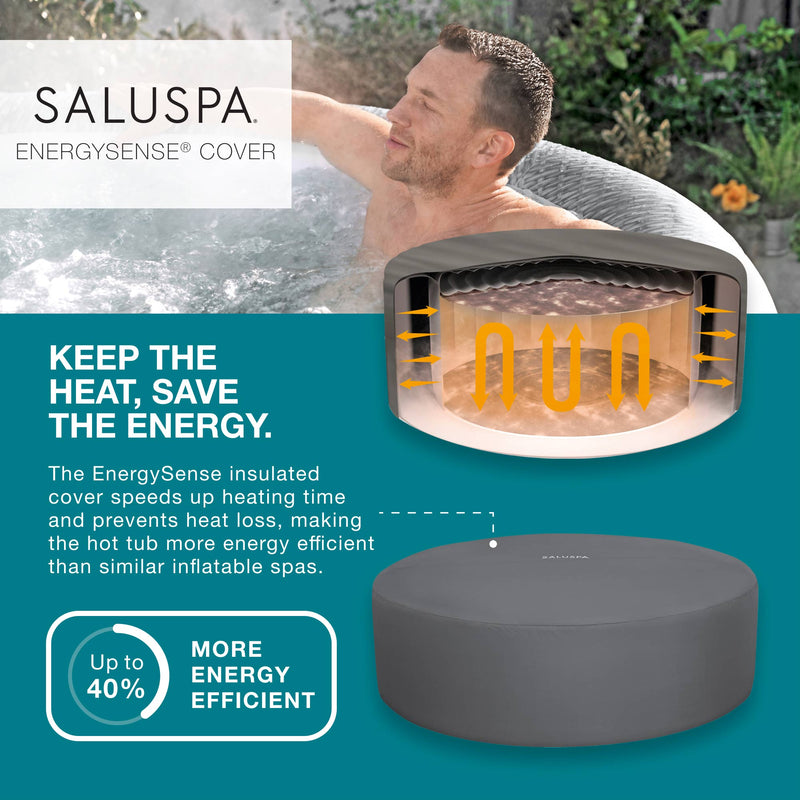 Bestway SaluSpa Honolulu AirJet Inflatable Hot Tub with EnergySense Cover, Grey