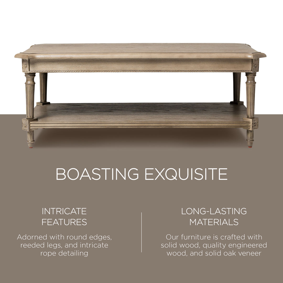 Maven Lane Pullman Traditional Rectangular Coffee Table, Antiqued Grey (Used) - VMInnovations