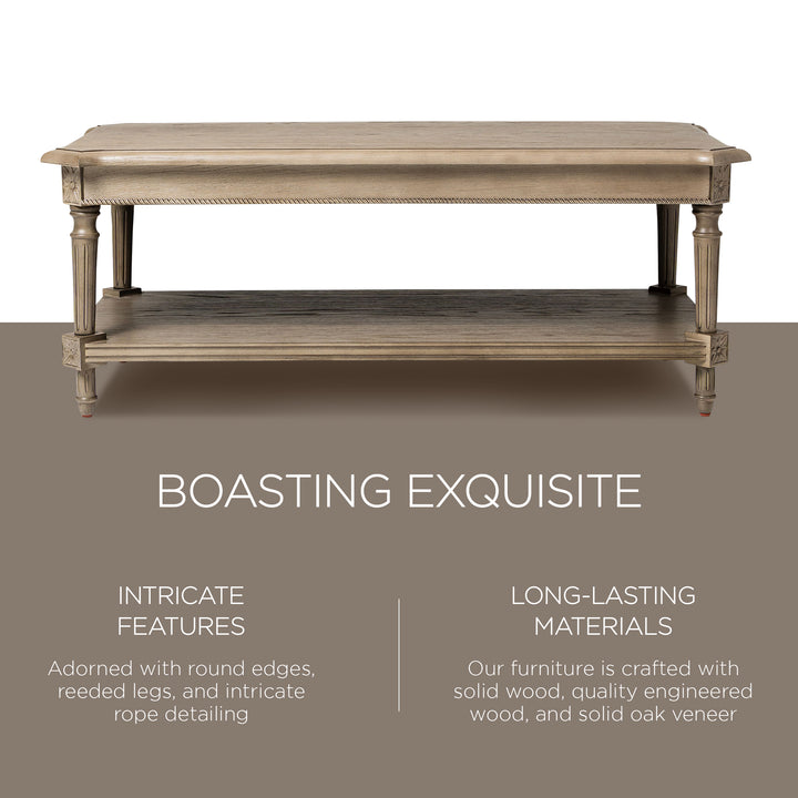 Maven Lane Pullman Traditional Rectangular Coffee Table, Antiqued Grey (Used) - VMInnovations