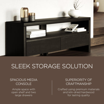 Maven Lane Ada Contemporary Wooden Media Unit in Refined Black Finish