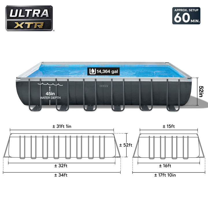 Intex 32ft x 16ft x 52in Rectangular Ultra XTR Pool & Maintenance Kit (2 Pack)