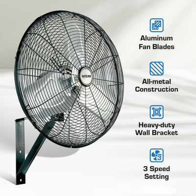 Hurricane 20" Pro Commercial Classic Oscillating Wall Mount Fan,Black(For Parts) - VMInnovations