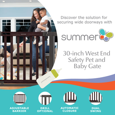 Ingenuity 30 Summer Infant West End Safety Pet & Baby Gate,Dark Walnut(Open Box) - VMInnovations