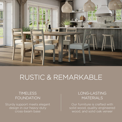 Maven Lane Yves Rustic Rectangular Wooden Dining Table in White Finish(Open Box) - VMInnovations