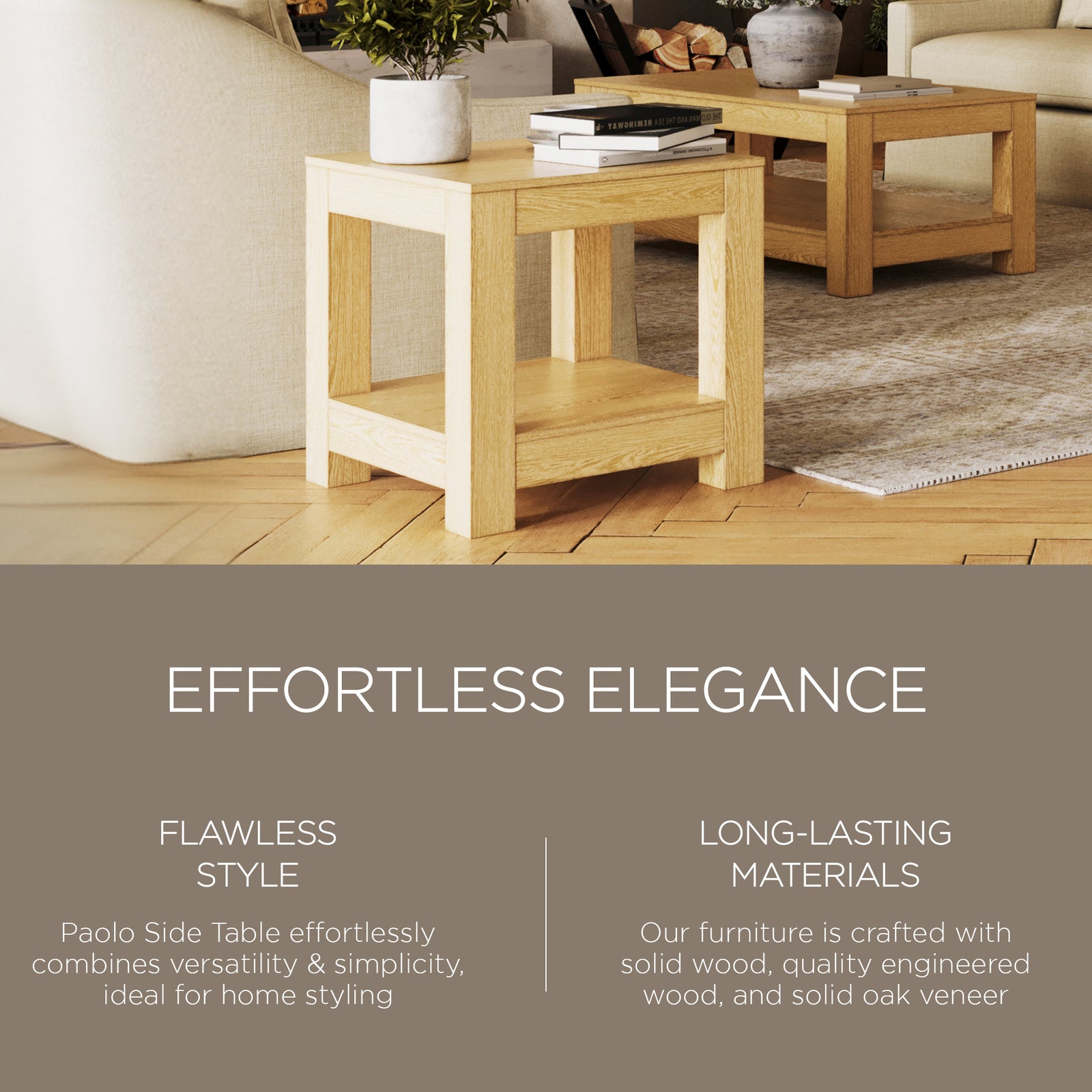 Maven Lane Paulo Wooden Side Table in Weathered Natural Finish - VMInnovations