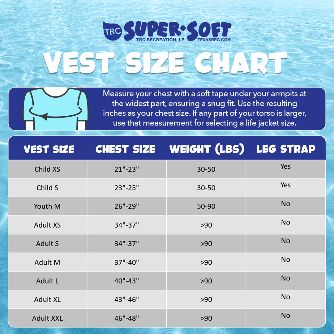 TRC Recreation Super Soft Adult XS Life Jacket Vinyl Coated Foam Swim Vest, Blue