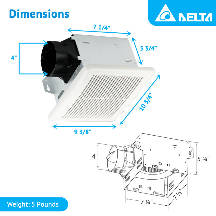 Delta Breez Integrity Exhaust Bathroom Fan 80 CFM w/Humidity Sensor, White(Used)