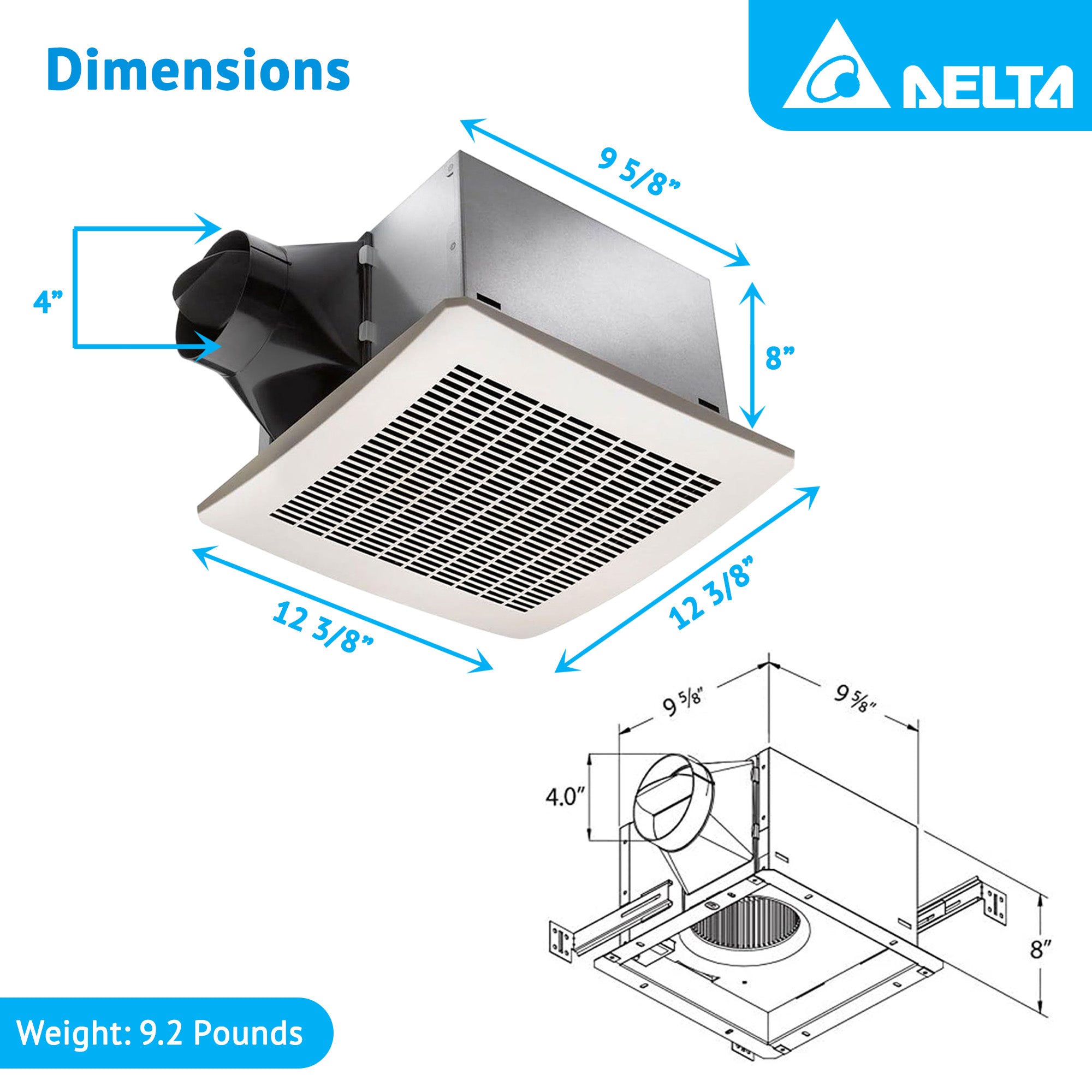 Delta Breez Signature 130 CFM Exhaust Bathroom Fan with Humidity Sensor, White