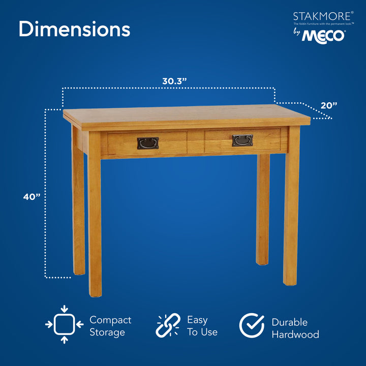 MECO Stakmore Solid Wood Traditional Expanding Dining Table Console, Oak Frame