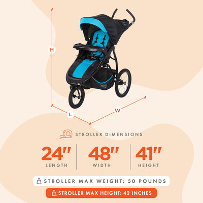 Baby Trend Expedition Race Tec Plus Lightweight Jogger Stroller, Ultra Marine - VMInnovations