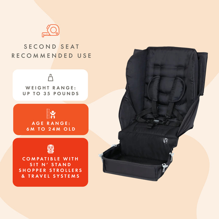 Baby Trend Second Seat for Shopper Stroller, Stroller Not Included (Open Box)