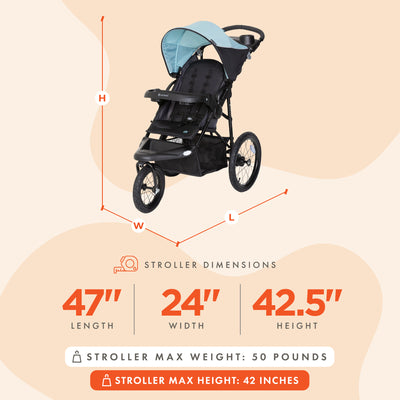 Baby Trend XCEL-R8 Compact Jogger Stroller w/ Reclining Seat, Desert Blue (Used) - VMInnovations