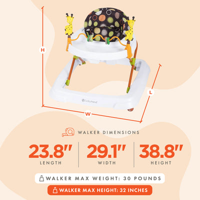 Baby Trend Foldable Activity Walker w/ Tray & Removable Toy Bar, Safari Kingdom - VMInnovations