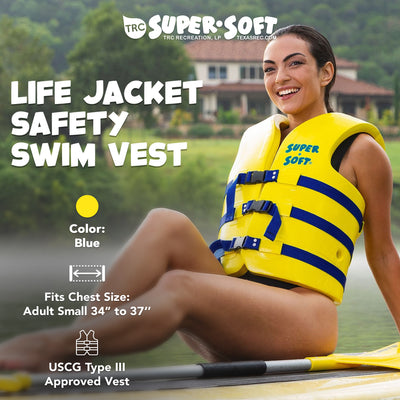 TRC Recreation Super Soft XS Life Jacket Vinyl Coated Foam Swim Vest, Yellow