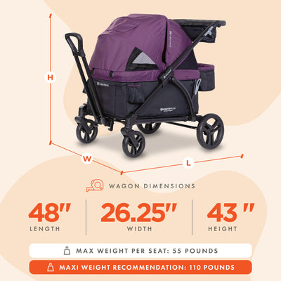 Baby Trend Navigator PLUS 2-in-1 Foldable Stroller Wagon with Canopy, Dash Plum - VMInnovations