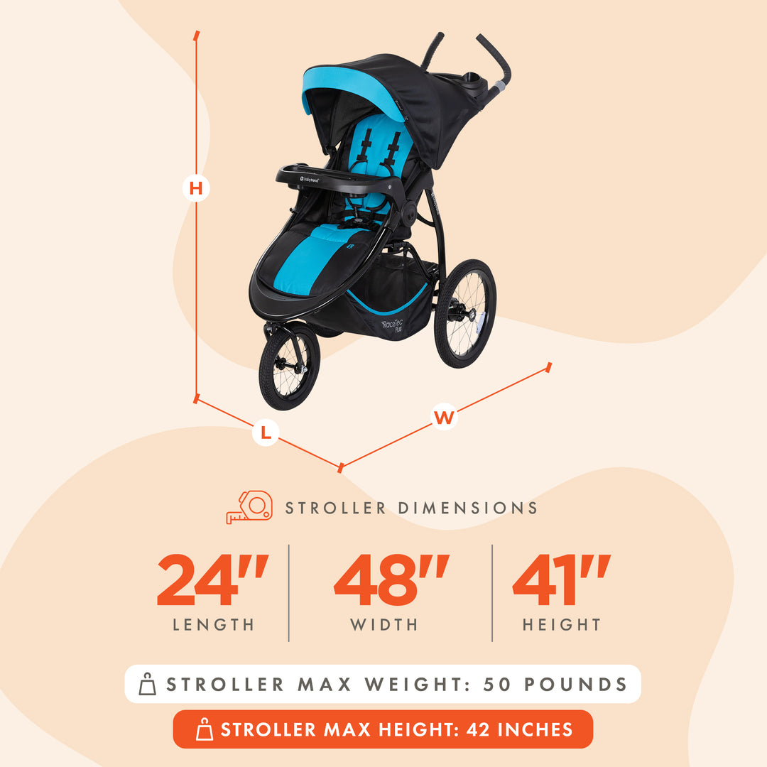 Baby Trend Expedition Race Tec Plus Lightweight Jogger Stroller, Ultra Marine - VMInnovations