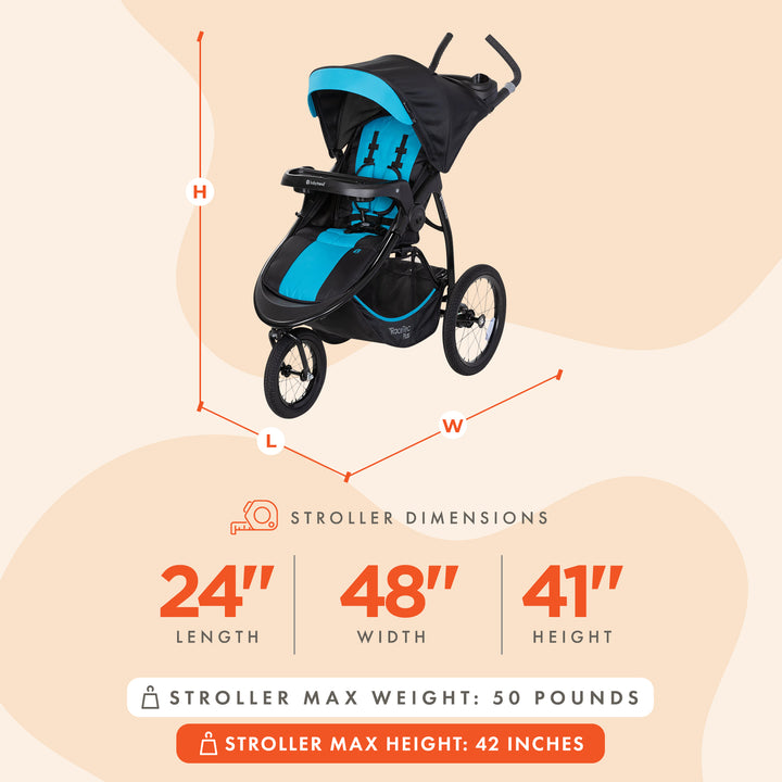 Baby Trend Expedition Race Tec Plus Lightweight Jogger Stroller, Ultra Marine - VMInnovations