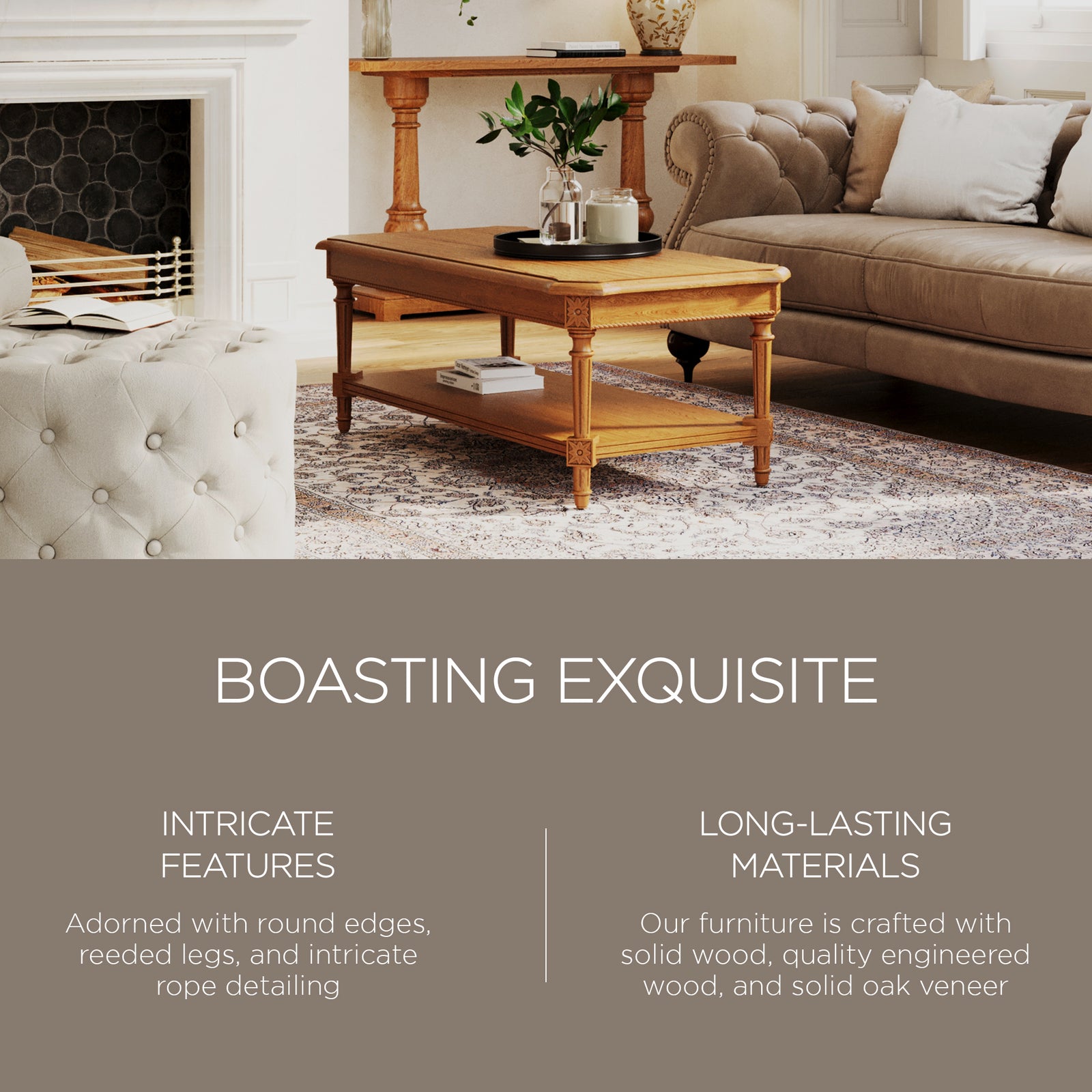 Maven Lane Pullman Traditional Wood Coffee Table, Antiqued Natural Finish (Used) - VMInnovations