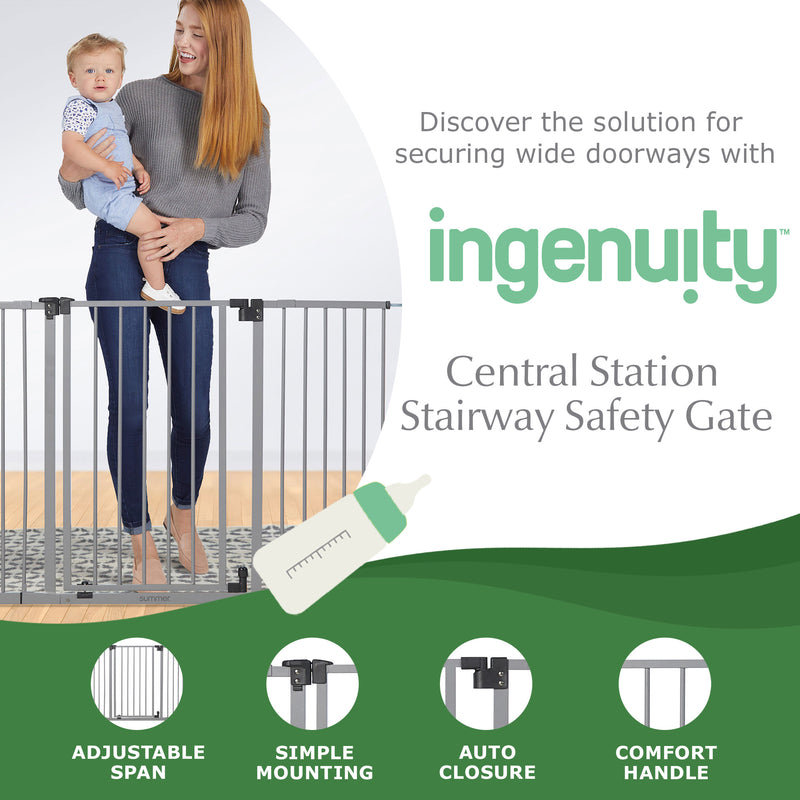 Ingenuity Summer Infant Central Station Stairway Safety Pet & Baby Gate, Gray