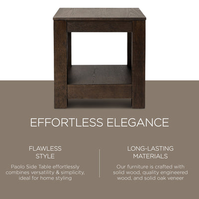 Maven Lane Paulo Wooden Side Table in Weathered Brown Finish (Open Box) - VMInnovations
