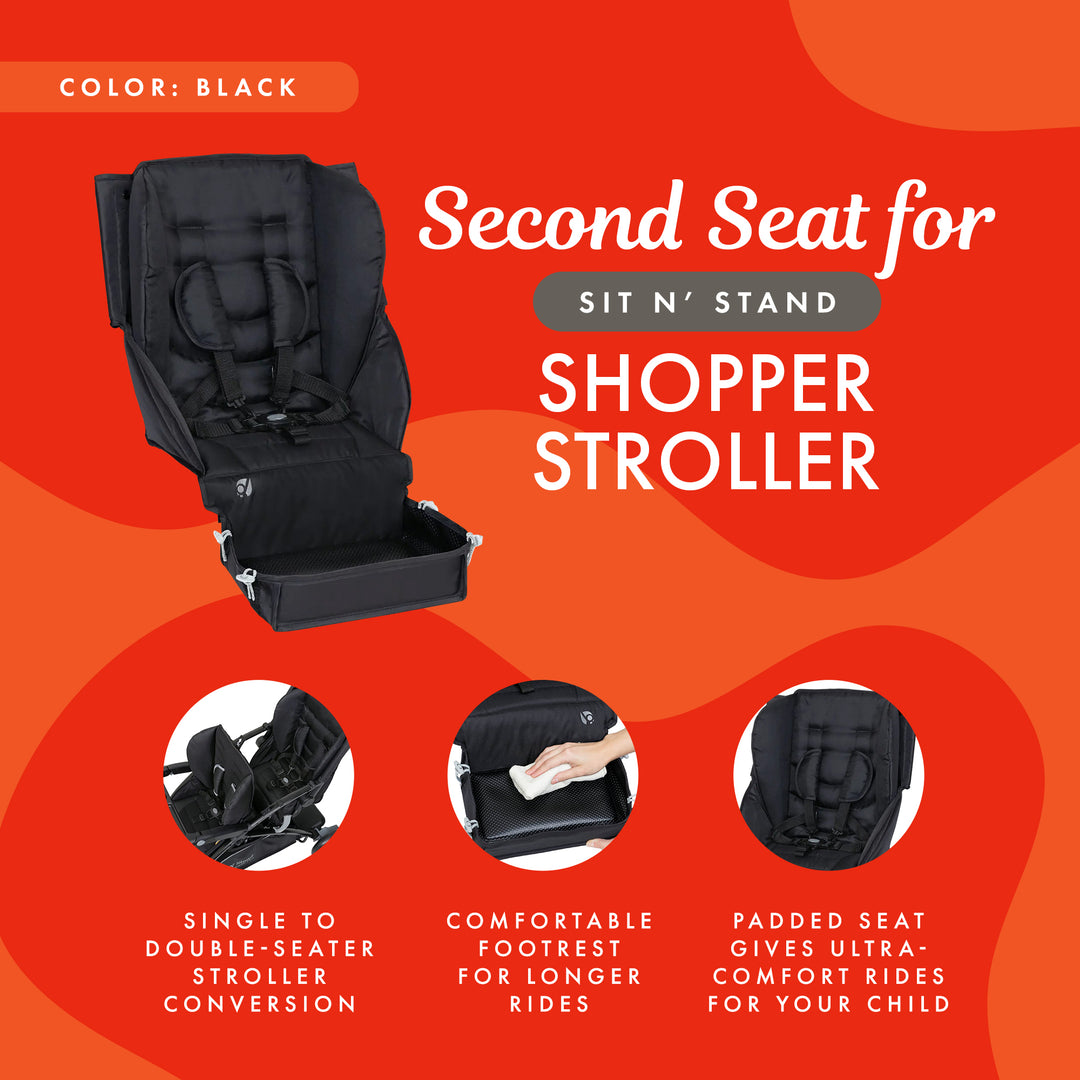 Baby Trend Second Seat for Sit N’ Stand Shopper Stroller, Stroller Not Included