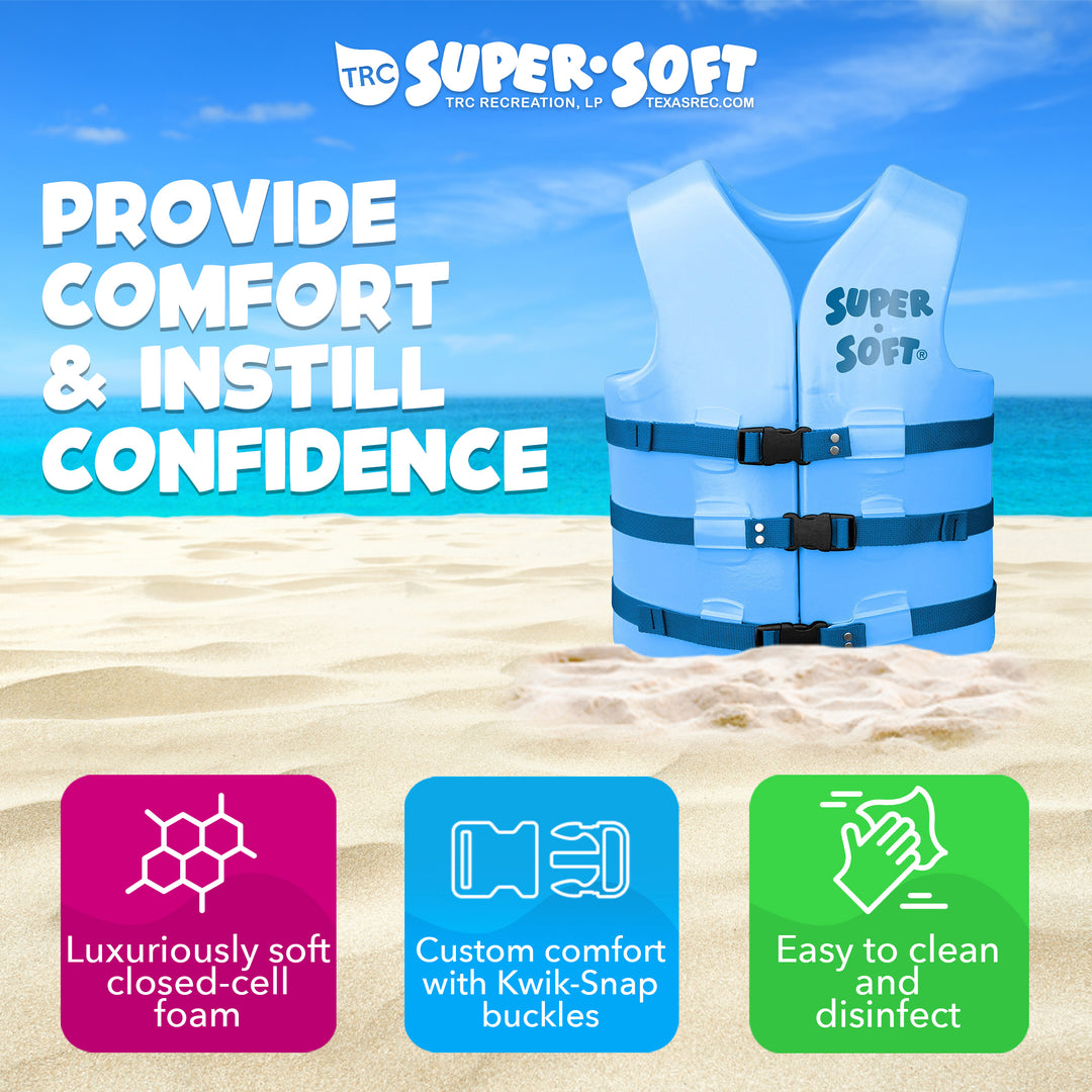 TRC Recreation Super Soft XXL Life Jacket Vinyl Coated Foam Swim Vest, Blue