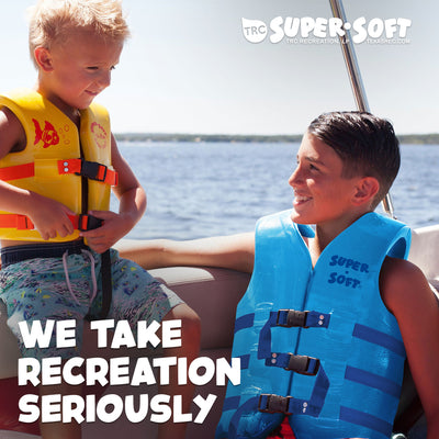 TRC Recreation Super Soft Adult XS Life Jacket Vinyl Coated Foam Swim Vest, Blue