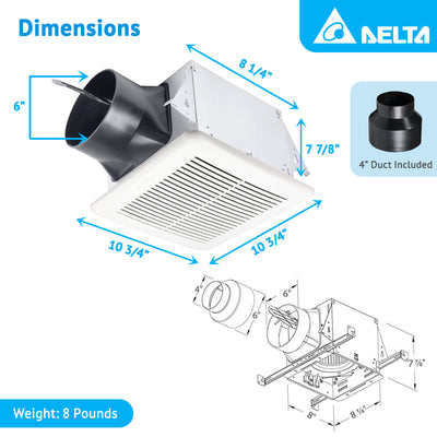 Delta Breez Bath Exhaust Fan w/ Adjustable High Speeds, 80 or 110 CFM (Open Box)