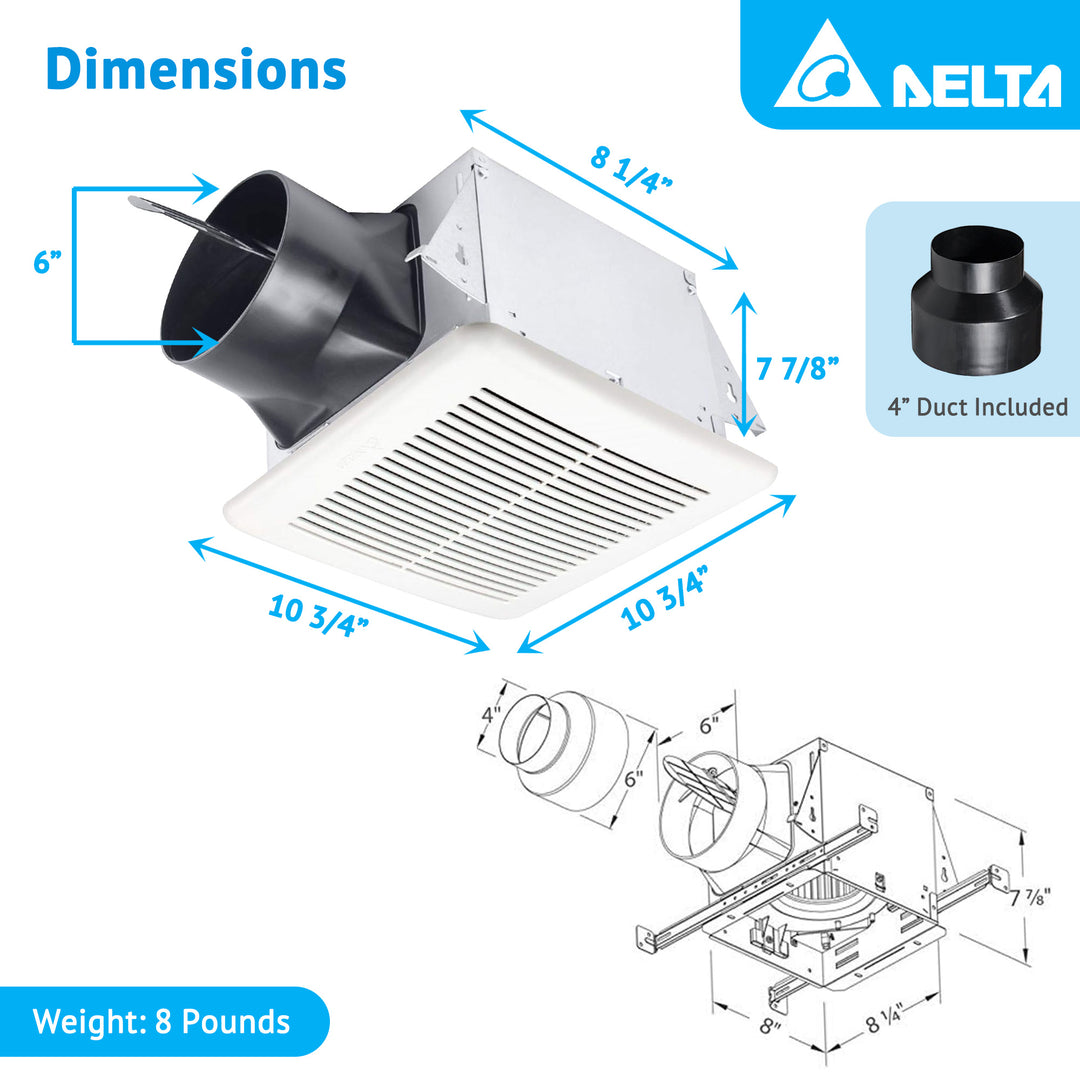 Delta Breez Bath Exhaust Fan w/ Adjustable High Speeds, 80 or 110 CFM (Open Box)