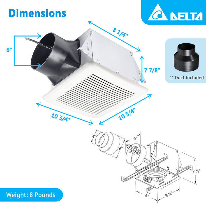 Delta Breez Bath Exhaust Fan w/ Adjustable High Speeds, 80 or 110 CFM (Open Box)