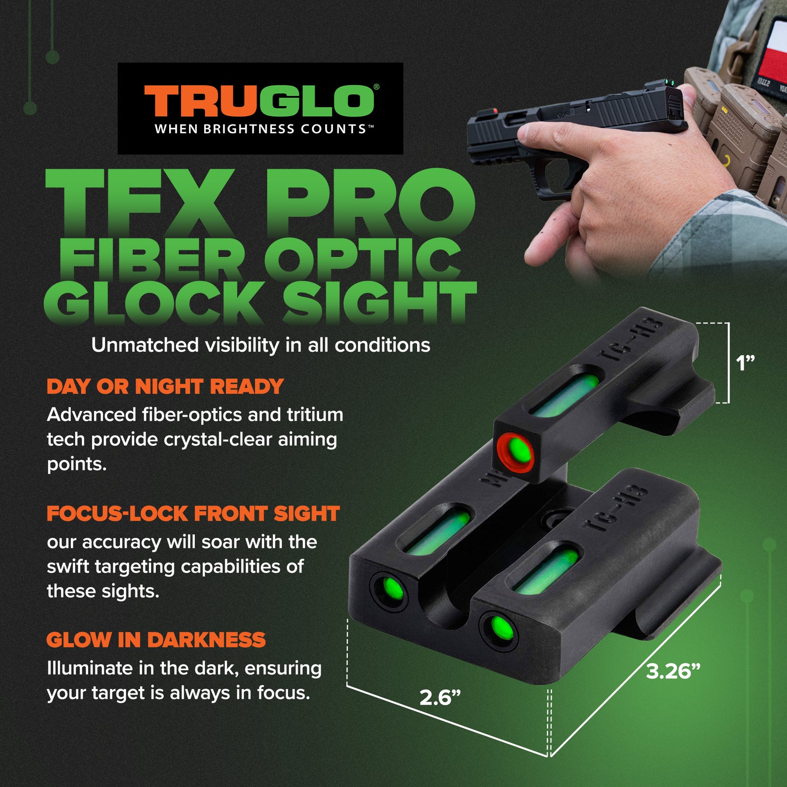 TruGlo Pro Fiber Optic Tritium Handgun Sight for Smith & Wesson M&P's (Open Box) - VMInnovations