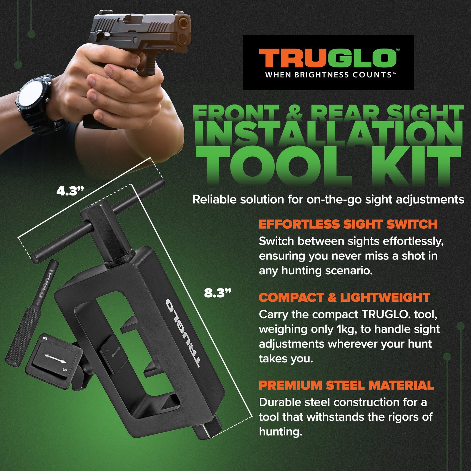 TruGlo Front and Rear Sight Installation Tool Kit Set Glock Pistols (Open Box) - VMInnovations