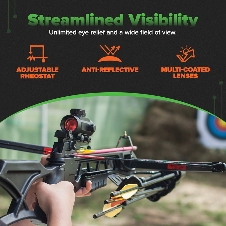 TruGlo Red Dot Gobble Stopper 30mm Dual Color Crossbow Hunting Sight, Black