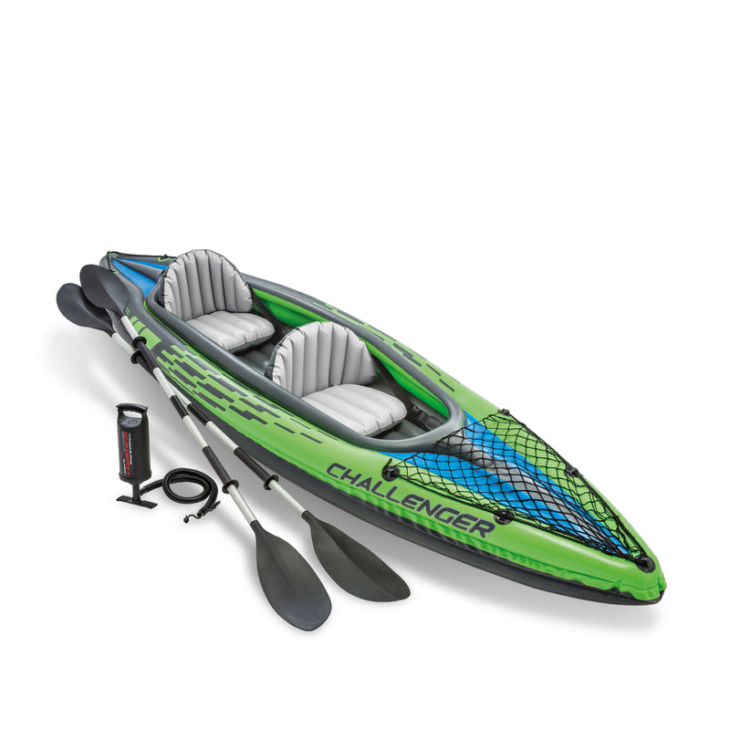 Intex Challenger K2 Two Person Inflatable Kayak Kit with Oars & Pump (Open Box)