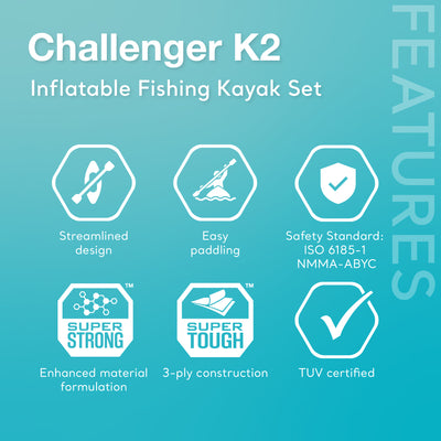 Intex Challenger K2 2-Person Inflatable Sporty Kayak + Oars And Pump (For Parts) - VMInnovations
