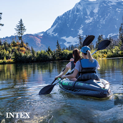 Intex Challenger K2 Two Person Inflatable Kayak Kit with Oars & Pump (Open Box)