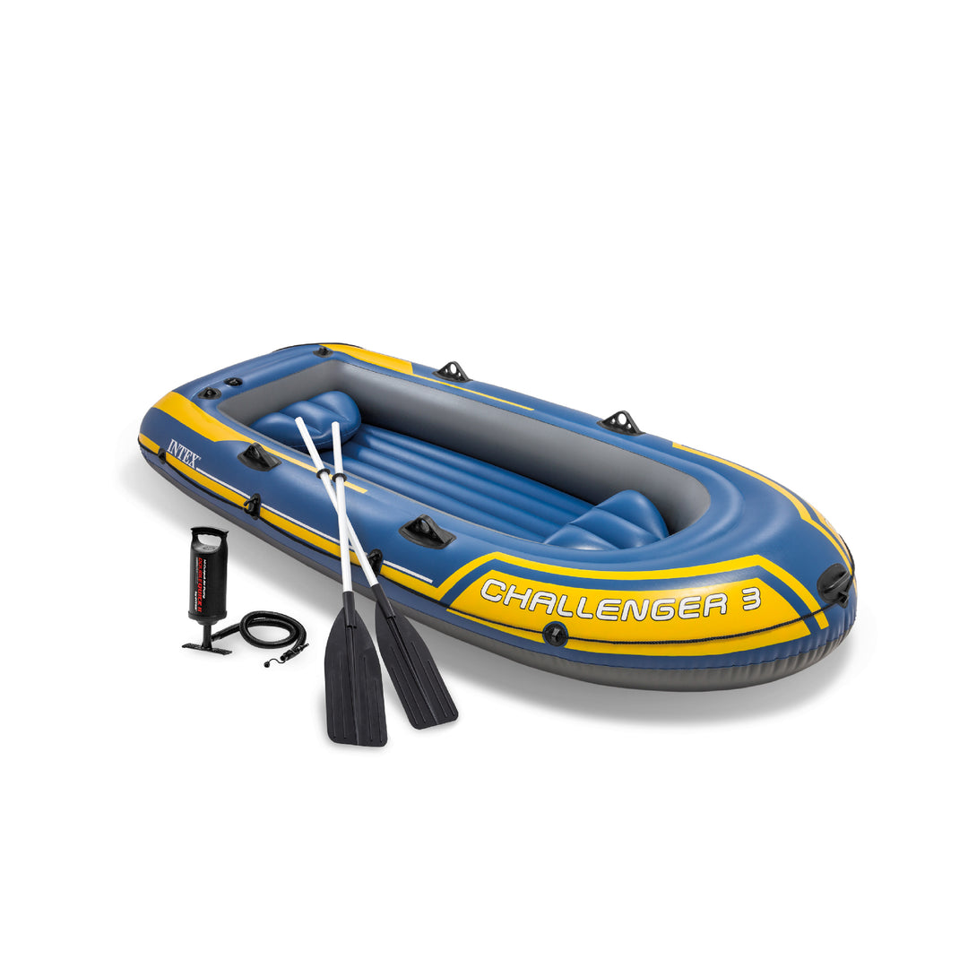 INTEX Challenger 3 Inflatable Boat Set with Pump & Oars (Used) (4 Pack)