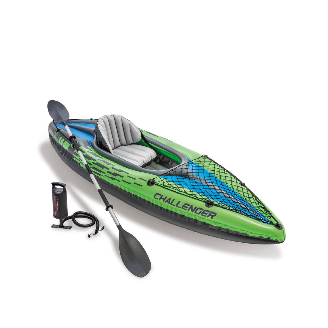 Intex Challenger K1 Inflatable Single Person Kayak Set and Accessory Kit w/ Pump