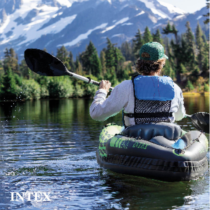 Intex Challenger K1 Inflatable Single Person Kayak Set and Accessory Kit w/ Pump