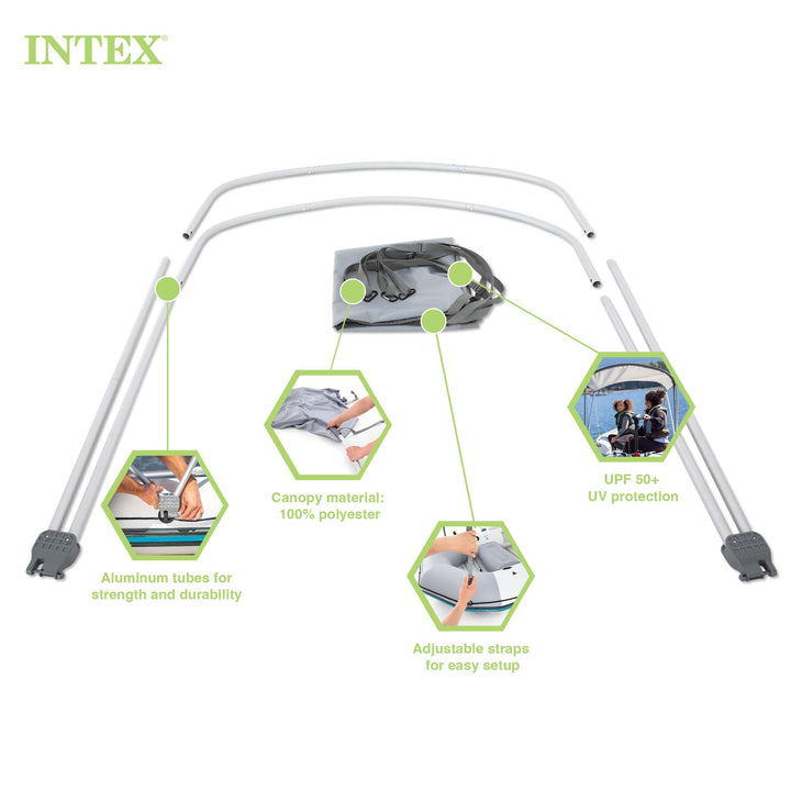 Intex Bimini Top Sun Shade for Mariner, Seahawk, Excursion, & Challenger Boats