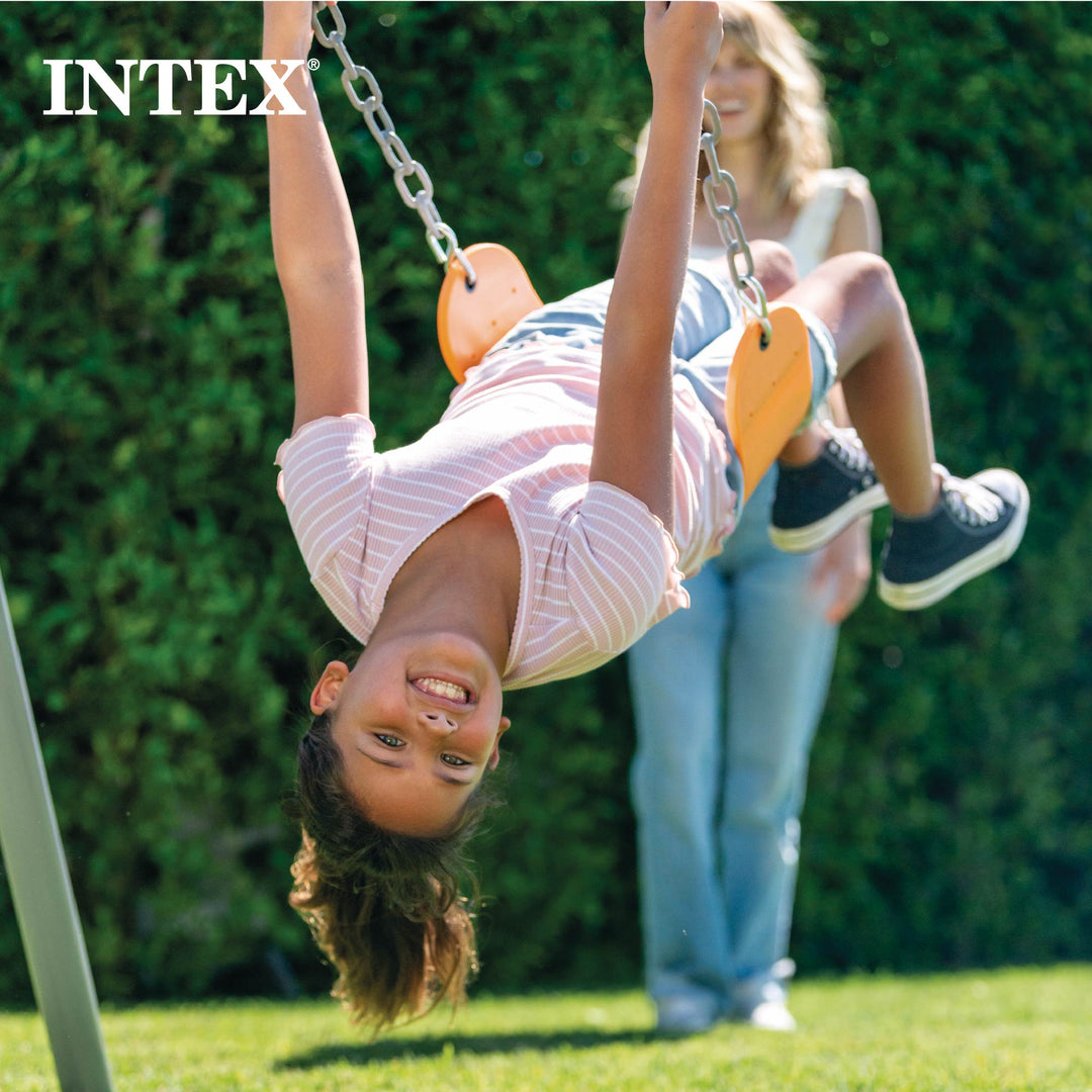 Intex Two Feature Colored Playground Swing Set with Trapeze Bar, Gray (Open Box) - VMInnovations
