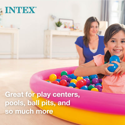 Intex Small Plastic Multi-Colored Fun Ballz for Ball Pit Bounce House, 100 Pack