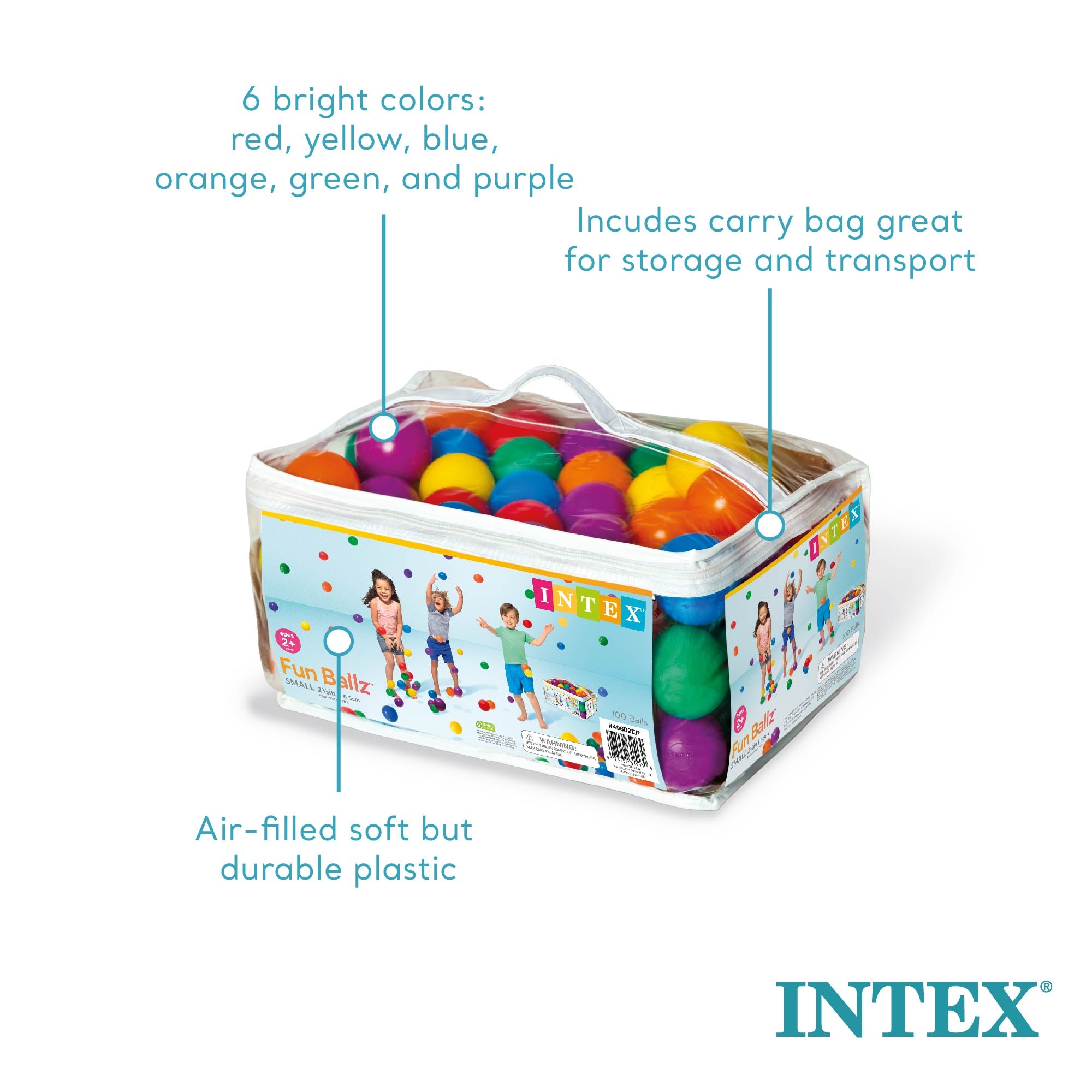 Intex Inflatable Jungle Adventure Play Center & Plastic Fun Ballz, 100 Pack