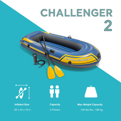 Intex Challenger 2 Inflatable  Boat Raft Set w/ Oars & Air Pump (For Parts) - VMInnovations