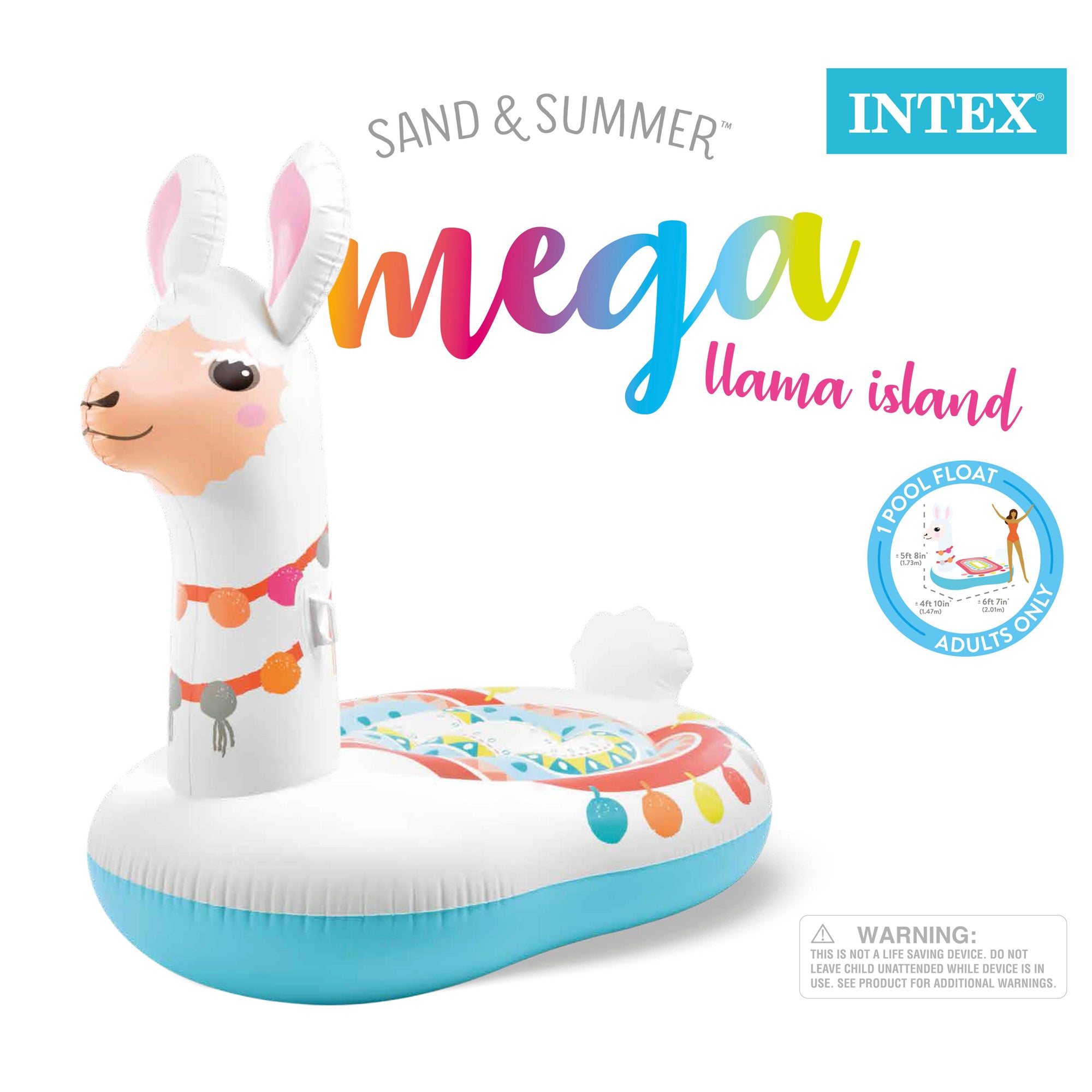 Intex Giant Inflatable Mega Llama Island Ride On Swimming Pool Float (Used)