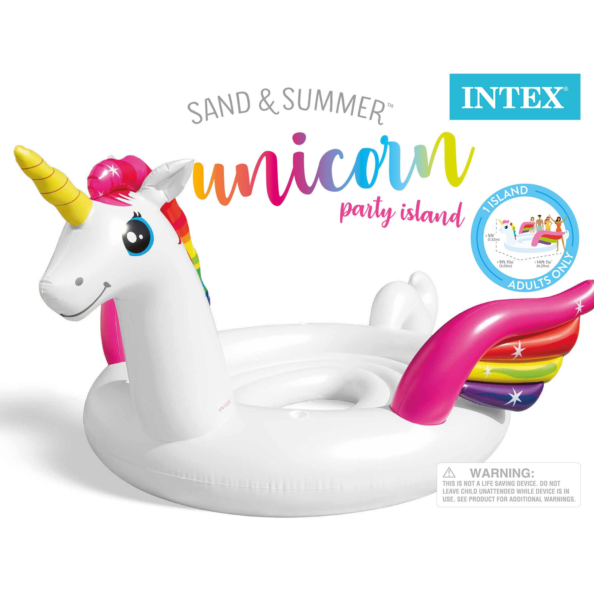 Intex 57296EP 14ft x 9ft Giant Inflatable Unicorn Pool Lake Party Island Float